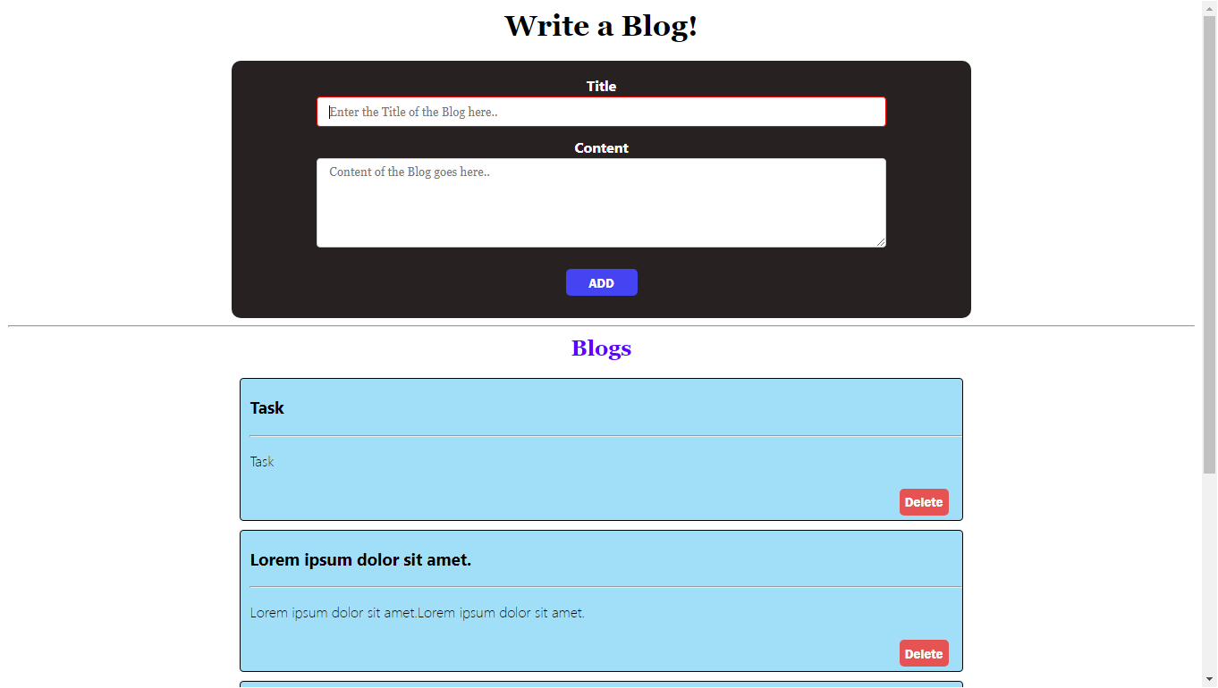 Screenshot of Blog App with article listings and featured posts