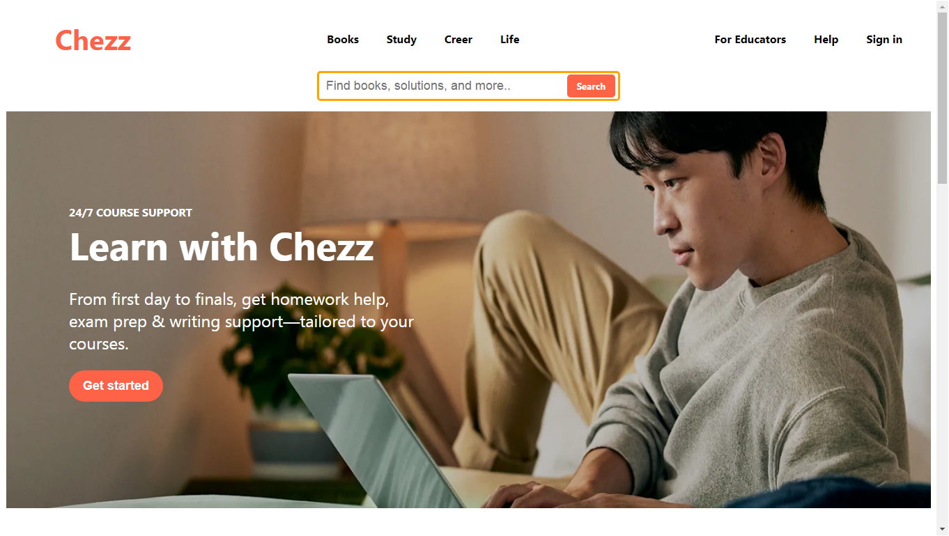 Screenshot of Chegg.com clone with study resources interface